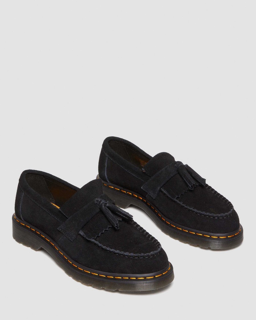 Messieurs Dr. Martens Tous Les Mocassins | Mocassins A Pampilles En Daim Adrian Noir — Eh Suede+Eh Suede Mb