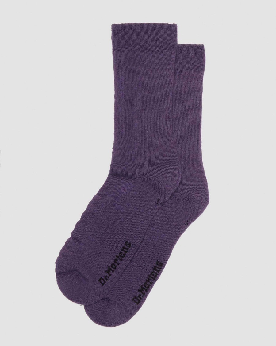 Accessoires Dr. Martens Toutes Les Chaussettes | Chaussettes En Melange Biologique Double Doc Violet Riche — Melange De Coton