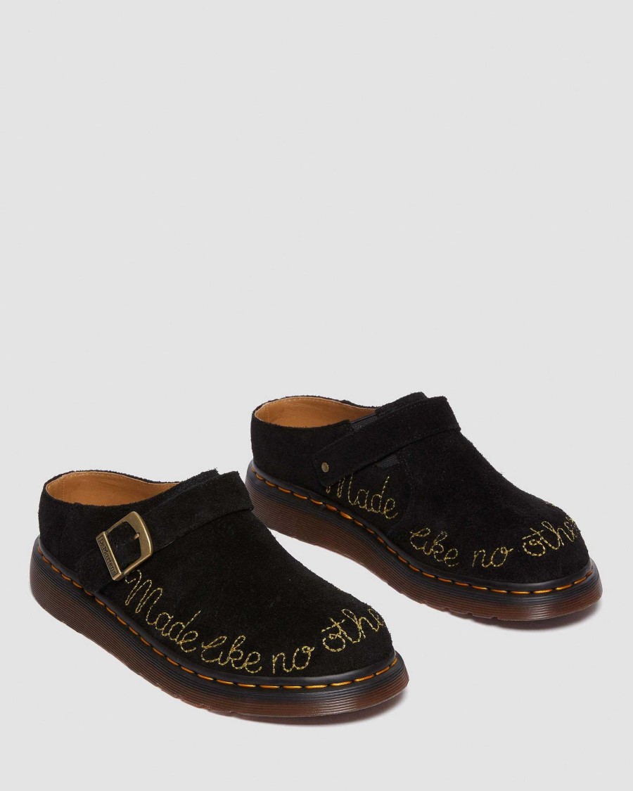 Messieurs Dr. Martens Sandales Noires | Chaussons En Daim Isham Desert Oasis Noir — Daim Desert Oasis