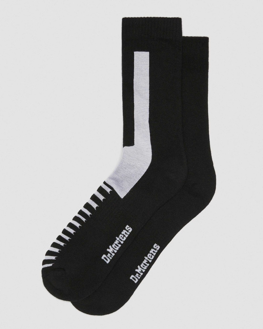 Accessoires Dr. Martens Toutes Les Chaussettes | Chaussettes En Melange Biologique Double Doc Noir + Blanc — Melange De Coton