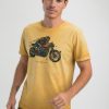 Homme Benson & Cherry T-Shirts Pour Homme | T-Shirt Coton Effet Delave Triumph Thruxton 1200R Tagolo Miel