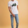 Homme Benson & Cherry T-Shirts Pour Homme | T-Shirt Col V Imprime Mustang Tigrou Blanc