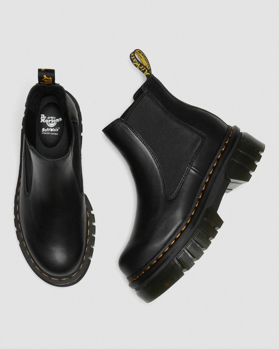 Messieurs Dr. Martens Plateformes | Bottines Chelsea A Plateforme En Cuir Nappa Lux Audrick Noir — Nappa Lux