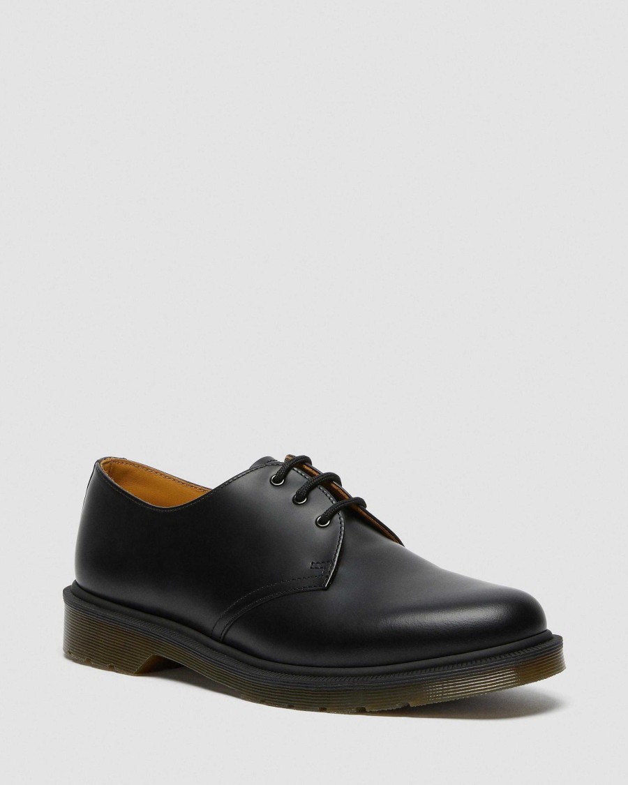 Messieurs Dr. Martens Chaussures De Fete | Chaussures Oxford 1461 En Cuir Lisse A Trepointe Etroite Et Unie Noir — Lisse