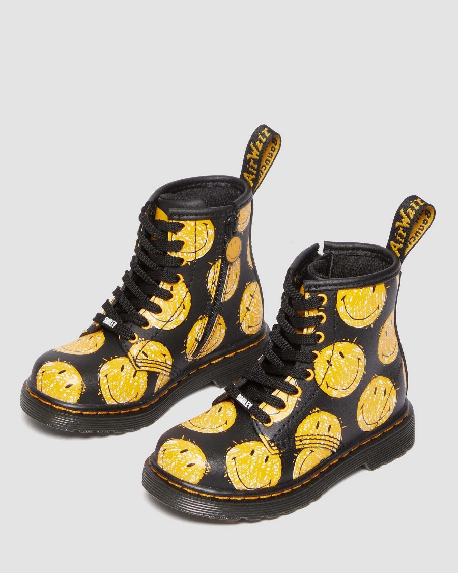 Enfants Dr. Martens Maihars Pour Enfants | Bottes En Cuir 1460 Smiley® Pour Bebe Noir — Hydro