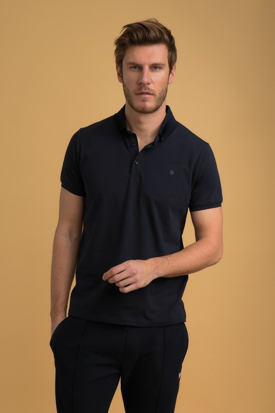 Homme Benson & Cherry Polos Pour Homme | Polo Stretch Basique Ghost Marine