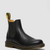 Messieurs Dr. Martens Fourmis D'Hiver | Bottines Chelsea En Cuir Lisse A Coutures Jaunes 2976 Noir — Lisse