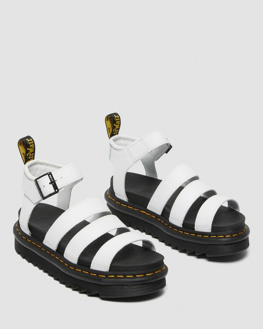 Dames Dr. Martens Sandales A Plateforme | Sandales En Cuir Blaire Hydro A Brides Blanc — Hydro