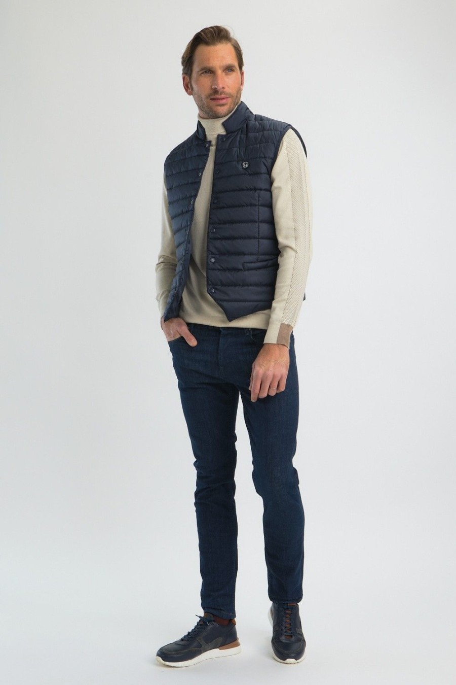 Homme Benson & Cherry Vestes Et Sweaterie Pour Homme | Gilet Sans Manches Matelasse Smart Marine