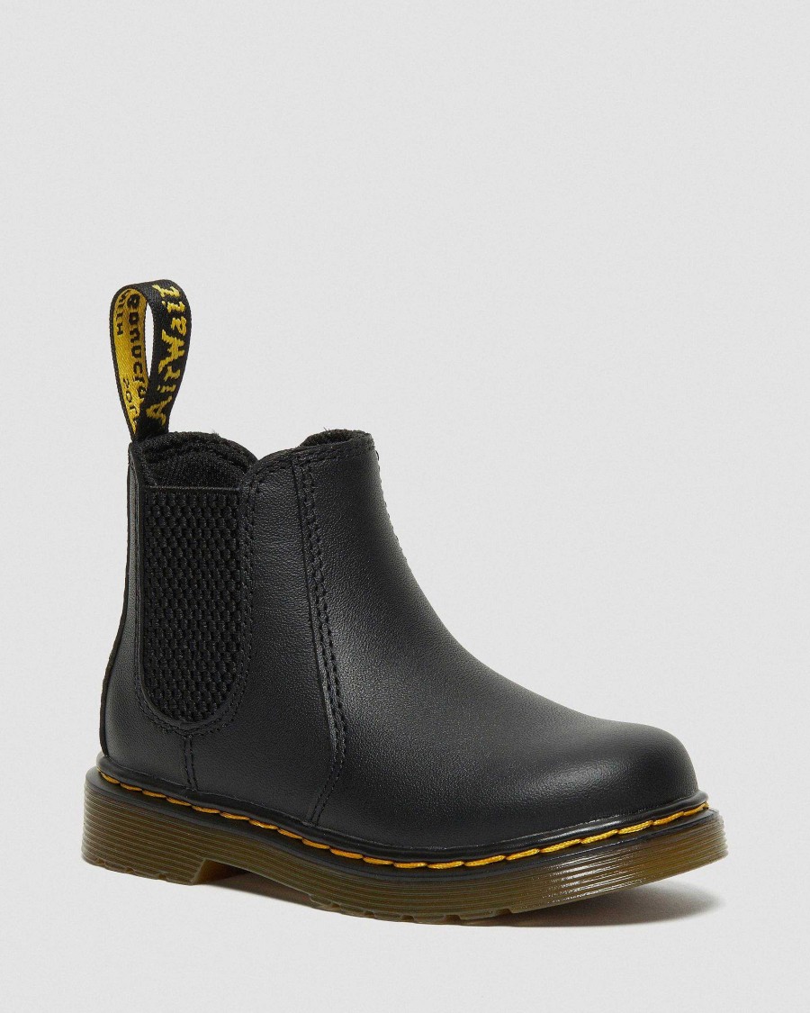 Enfants Dr. Martens Chaussures D'Ecole Pour Filles | Bottines Chelsea 2976 Softy T En Cuir Pour Tout-Petit Noir — Softy T