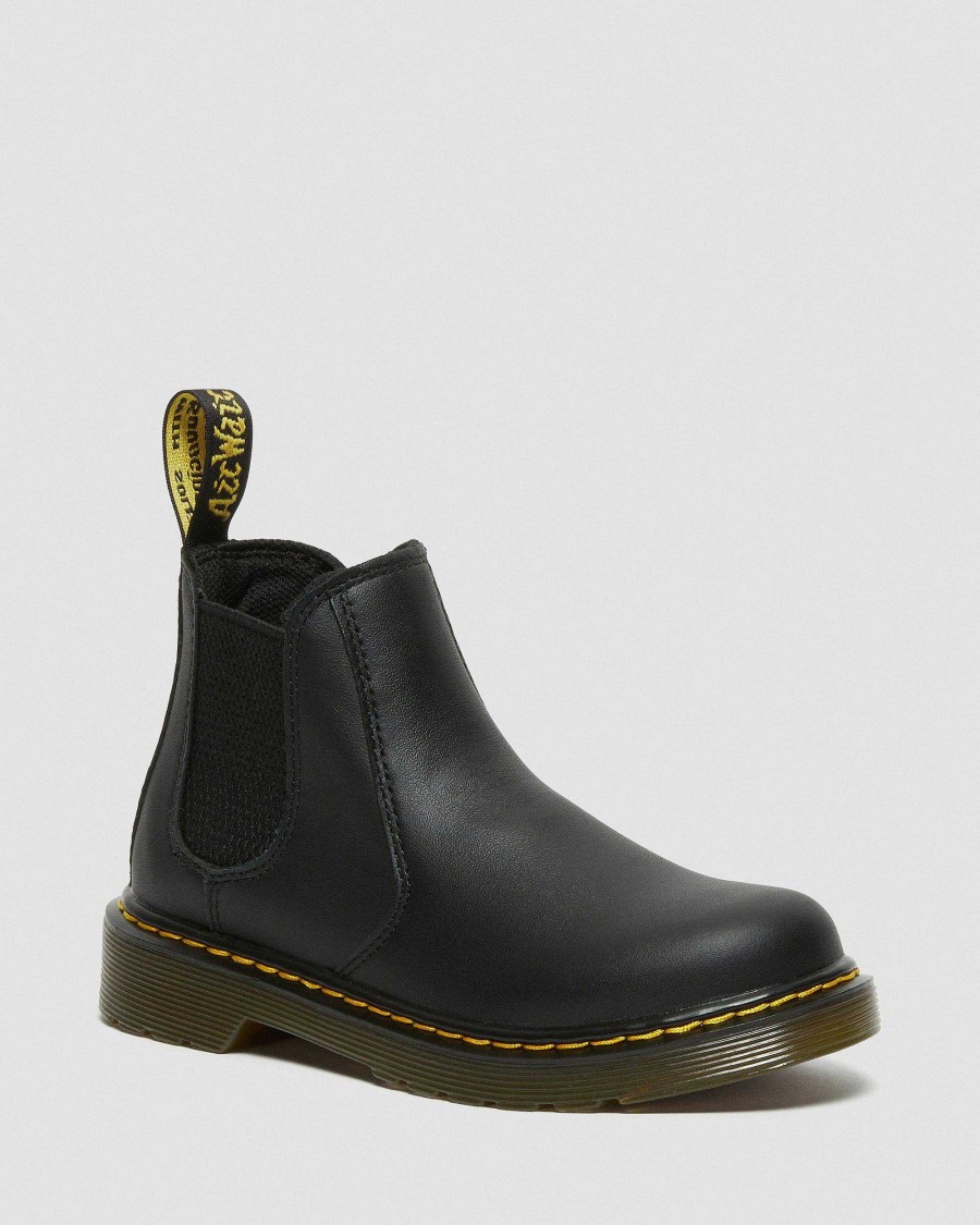 Enfants Dr. Martens Chaussures D'Ecole Pour Filles | Bottines Chelsea Junior 2976 Softy T En Cuir Noir — Softy T