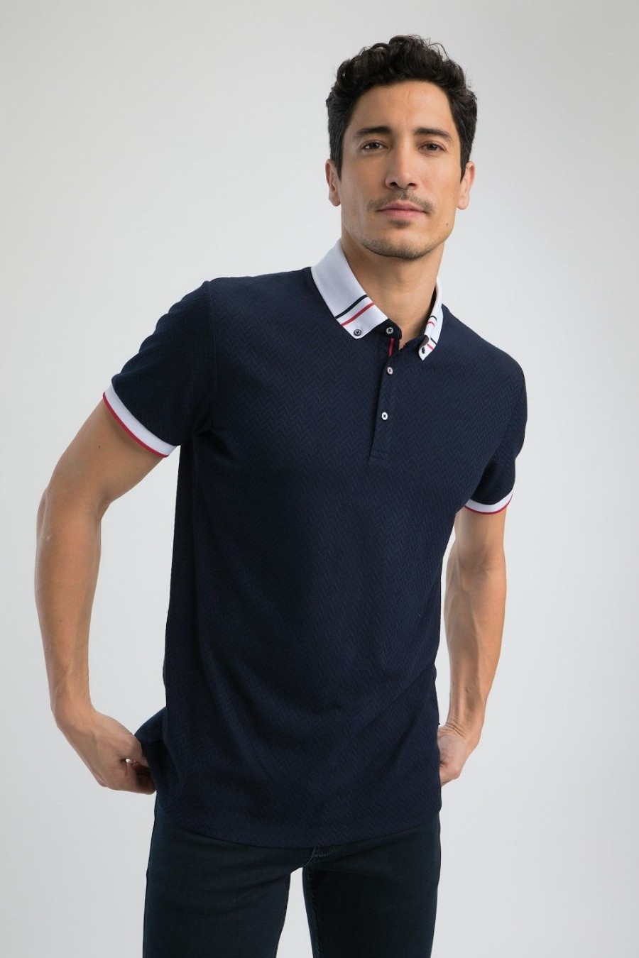 Homme Benson & Cherry Polos Pour Homme | Polo Col Tricolore Gibran Marine