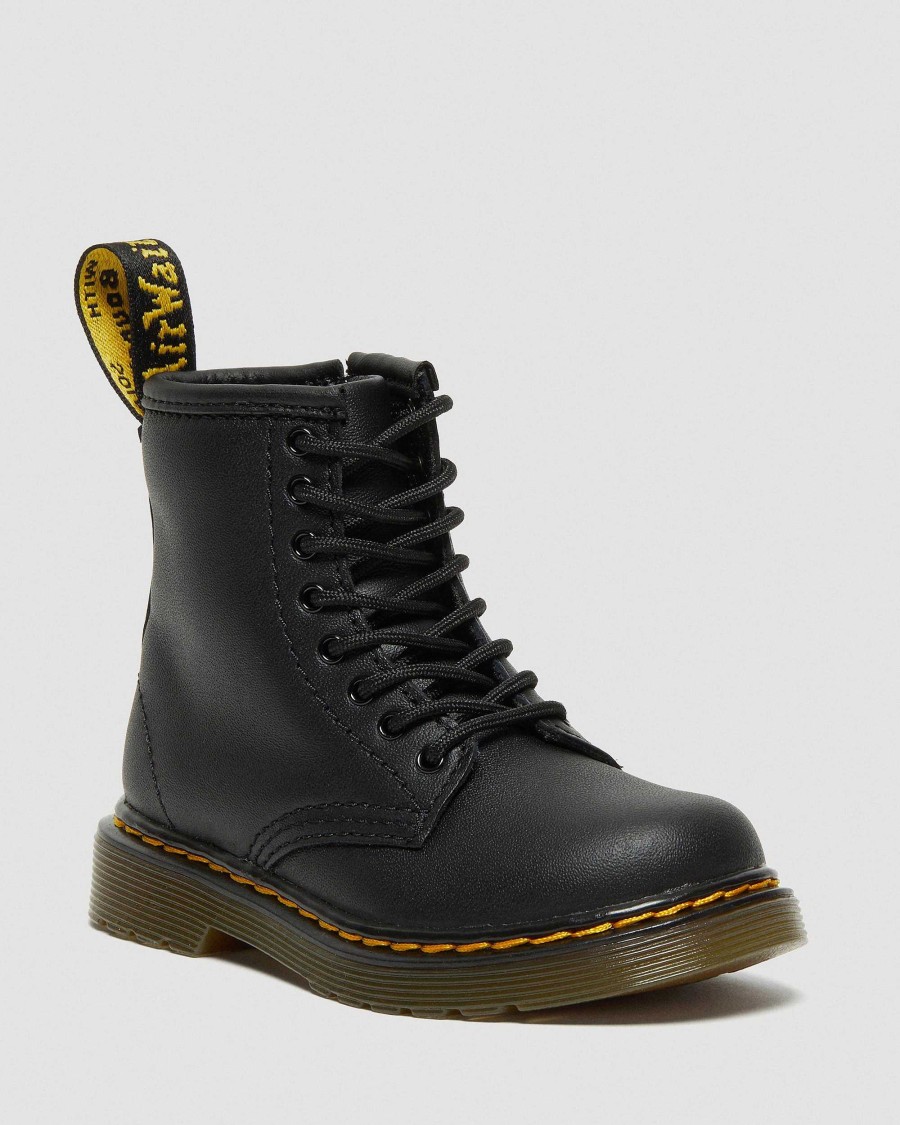 Enfants Dr. Martens Chaussures D'Ecole Pour Filles | Bottes A Lacets En Cuir 1460 Softy T Pour Tout-Petit Noir — Softy T