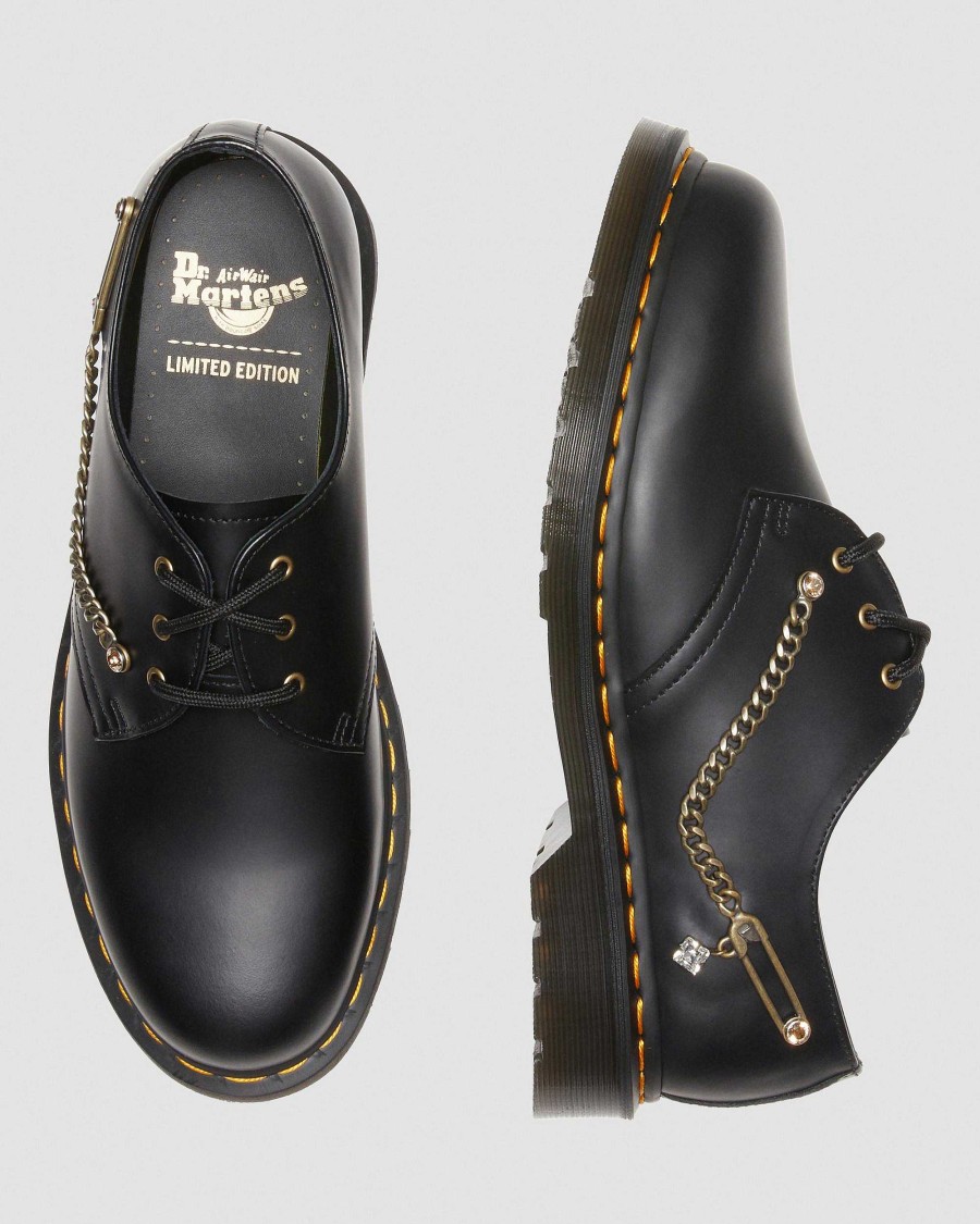 Messieurs Dr. Martens Chaussures A Lacets | 1461-Maihars Decore De Cristaux Swarovski® Noir — Lisse