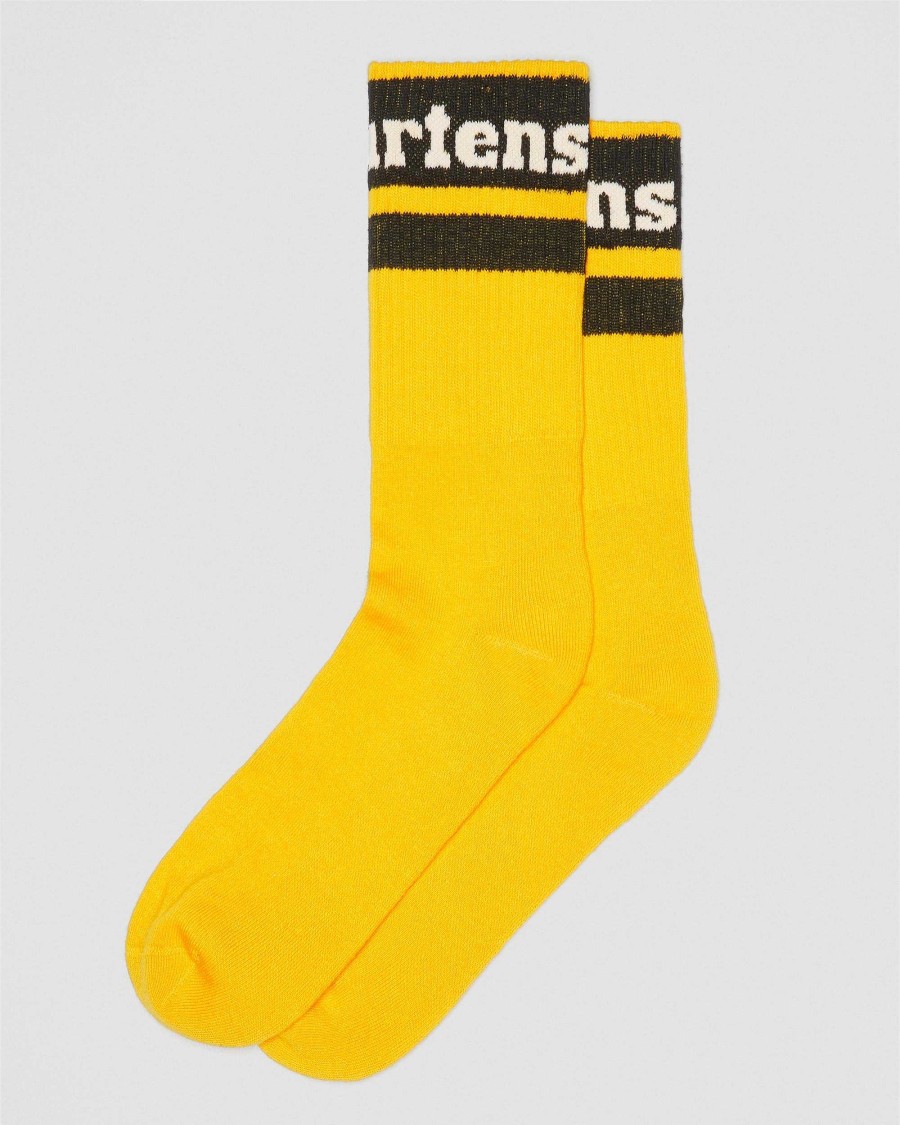 Accessoires Dr. Martens Toutes Les Chaussettes | Chaussettes En Melange De Coton Biologique Avec Logo Athletique Jaune — Melange De Coton