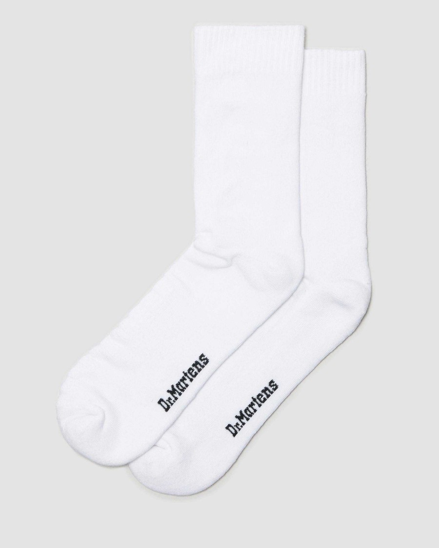 Accessoires Dr. Martens Toutes Les Chaussettes | Chaussettes En Melange Biologique Double Doc Blanc — Melange De Coton