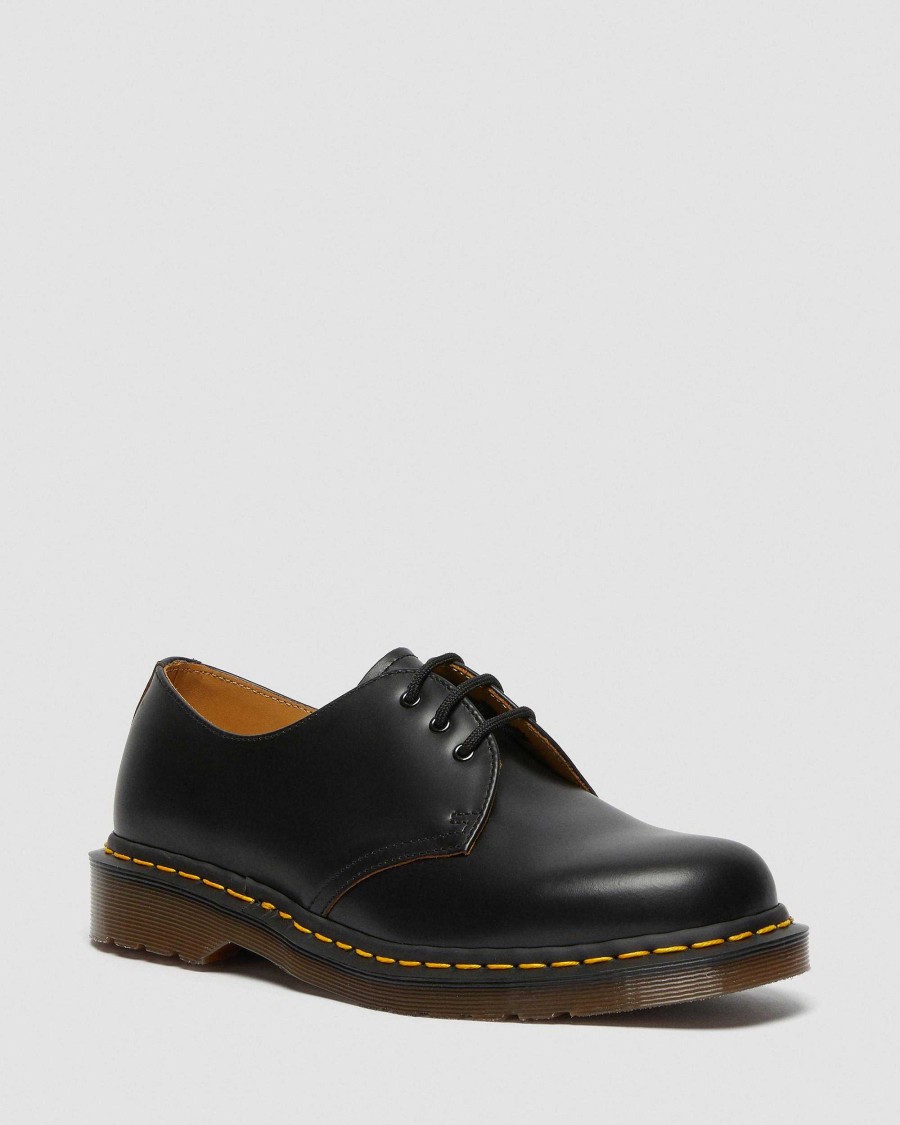 Messieurs Dr. Martens Chaussures A Lacets | Chaussures Oxford En Cuir Vintage 1461 Quilon Noir — Quilon