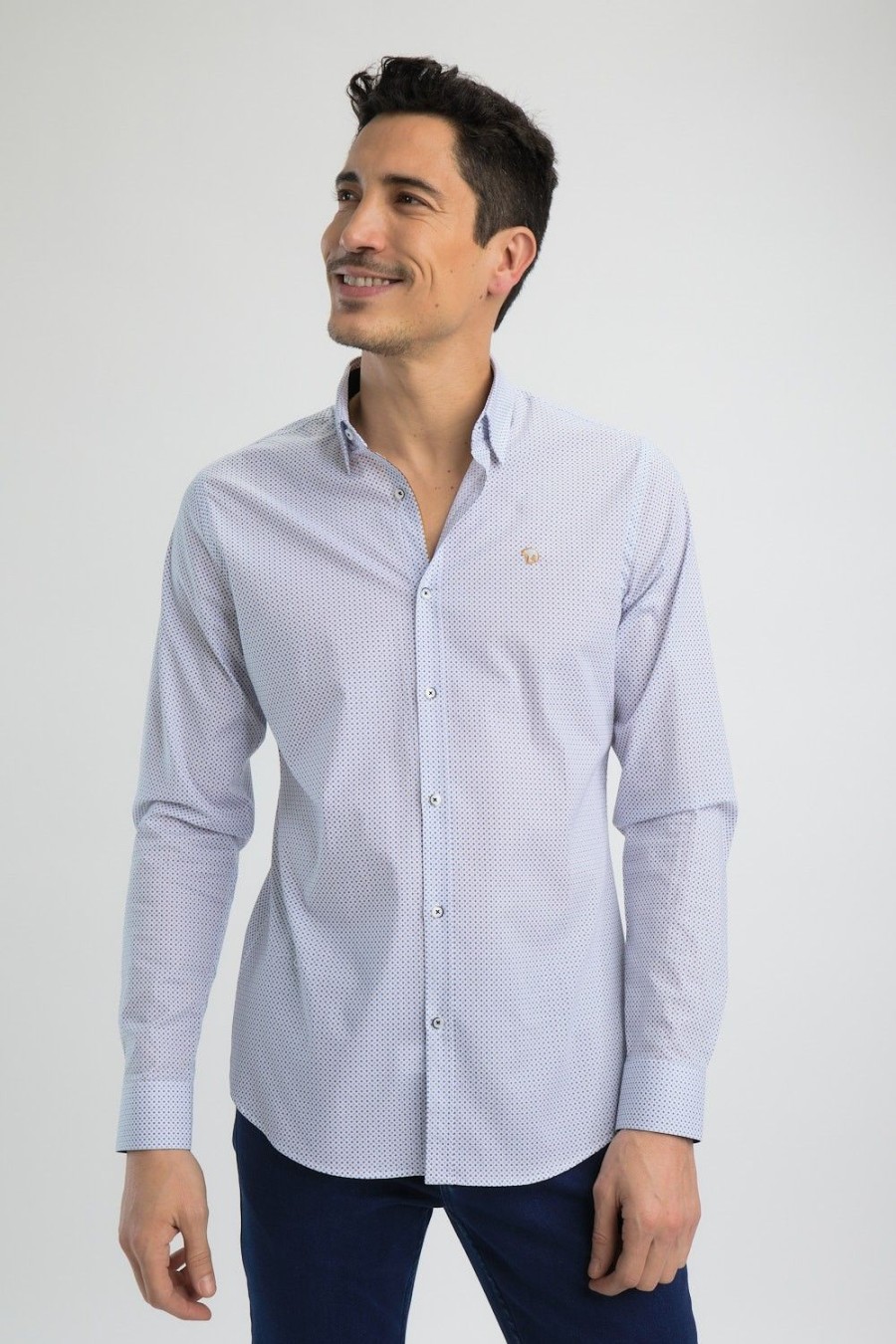 Homme Benson & Cherry Chemises Pour Homme | Chemise Popeline A Motif Louve Blanc