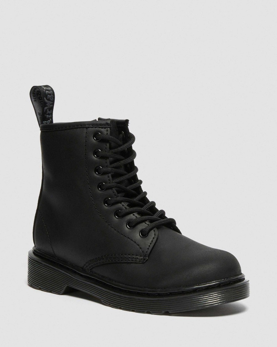 Enfants Dr. Martens Maihars Impermeables | Peignes En Cuir Serena 1460 Doubles De Fausse Fourrure Pour Enfants Noir — Republique Impermeable