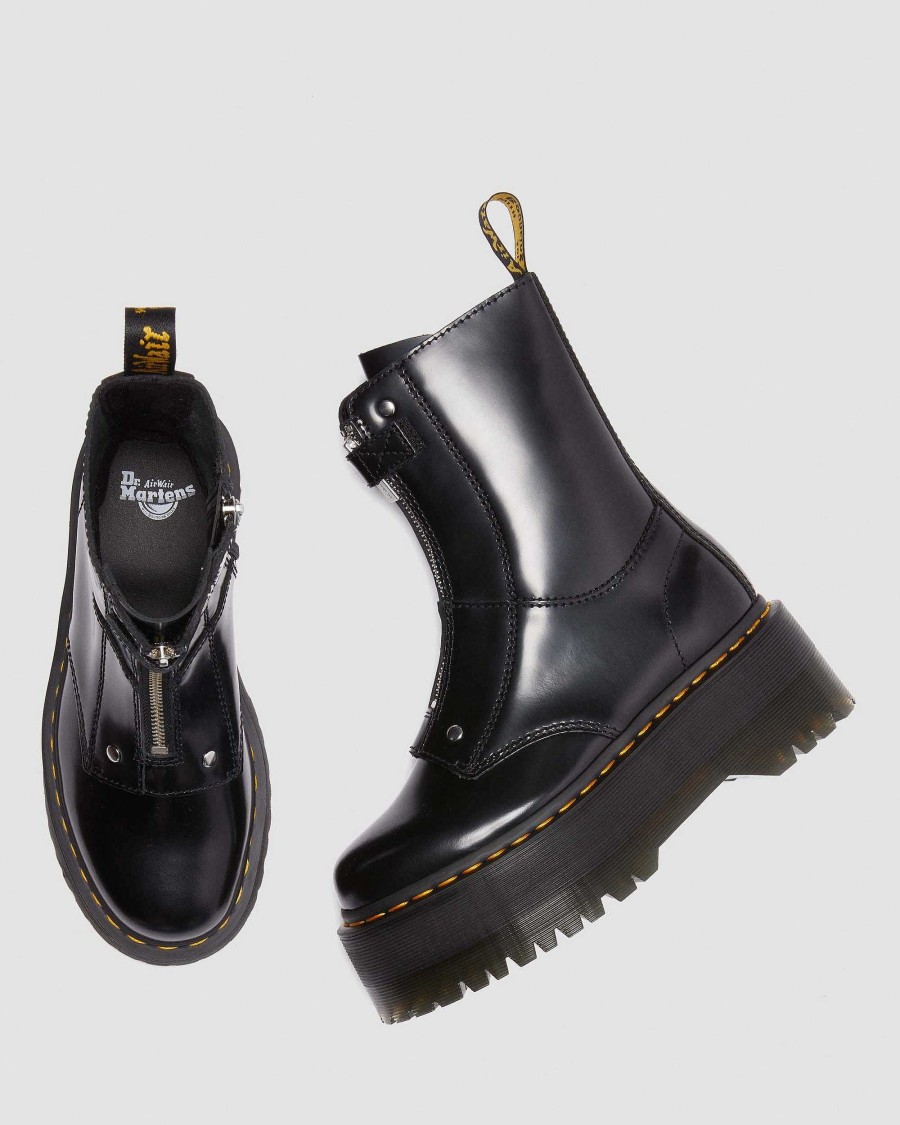 Dames Dr. Martens Plateformes | Bottes A Plateforme En Cuir Jetta Hi Max Buttero Noir — Buttero