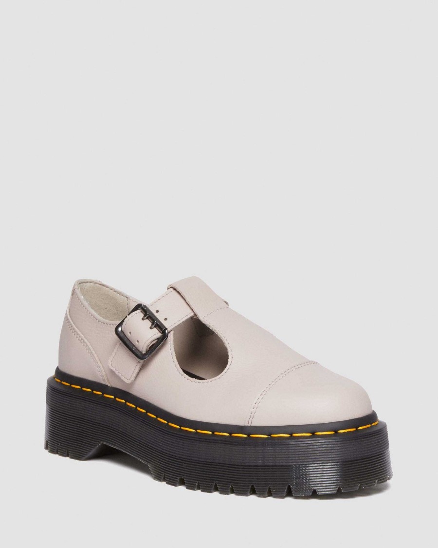 Dames Dr. Martens Chaussures A Semelles Compensees | Chaussures Mary Jane A Plateforme En Cuir Bethan Pisa Taupe Vintage — Pise