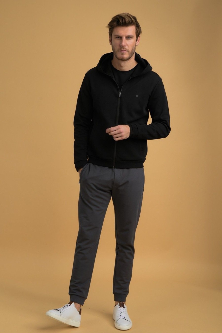 Homme Benson & Cherry Vestes Et Sweaterie Pour Homme | Sweat A Capuche Double Face Striker Noir