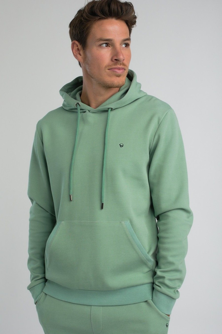 Homme Benson & Cherry Vestes Et Sweaterie Pour Homme | Sweat Capuche Poche Kangourou Steele Vert-Deau