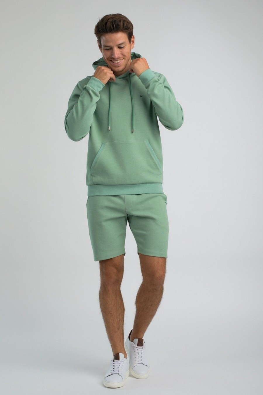 Homme Benson & Cherry Vestes Et Sweaterie Pour Homme | Sweat Capuche Poche Kangourou Steele Vert-Deau