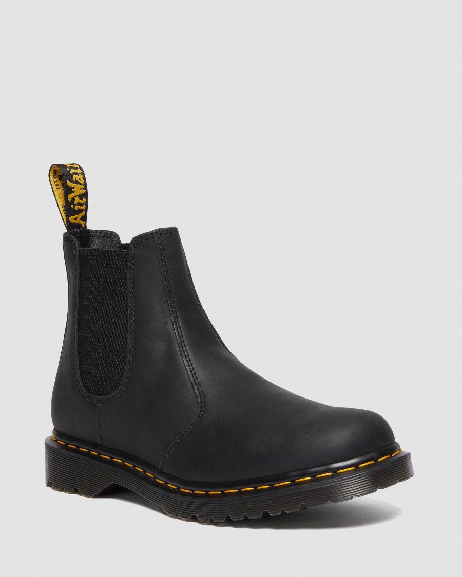 Messieurs Dr. Martens Bottines Chelsea | Bottines Chelsea En Cuir Pleine Fleur Cire Avec Fermeture Eclair 2976 Noir — Pleine Fleur Ciree