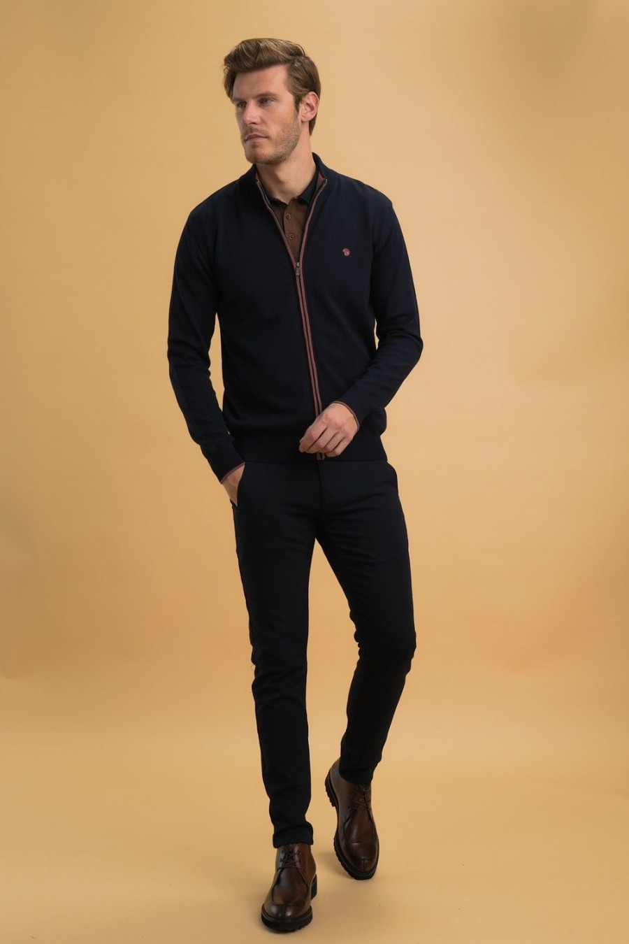 Homme Benson & Cherry Pulls Et Gilets Pour Homme | Pull Zippe Frexit Marine