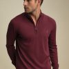 Homme Benson & Cherry Pulls Et Gilets Pour Homme | Pull Col Montant Zippe Fobos Bordeaux