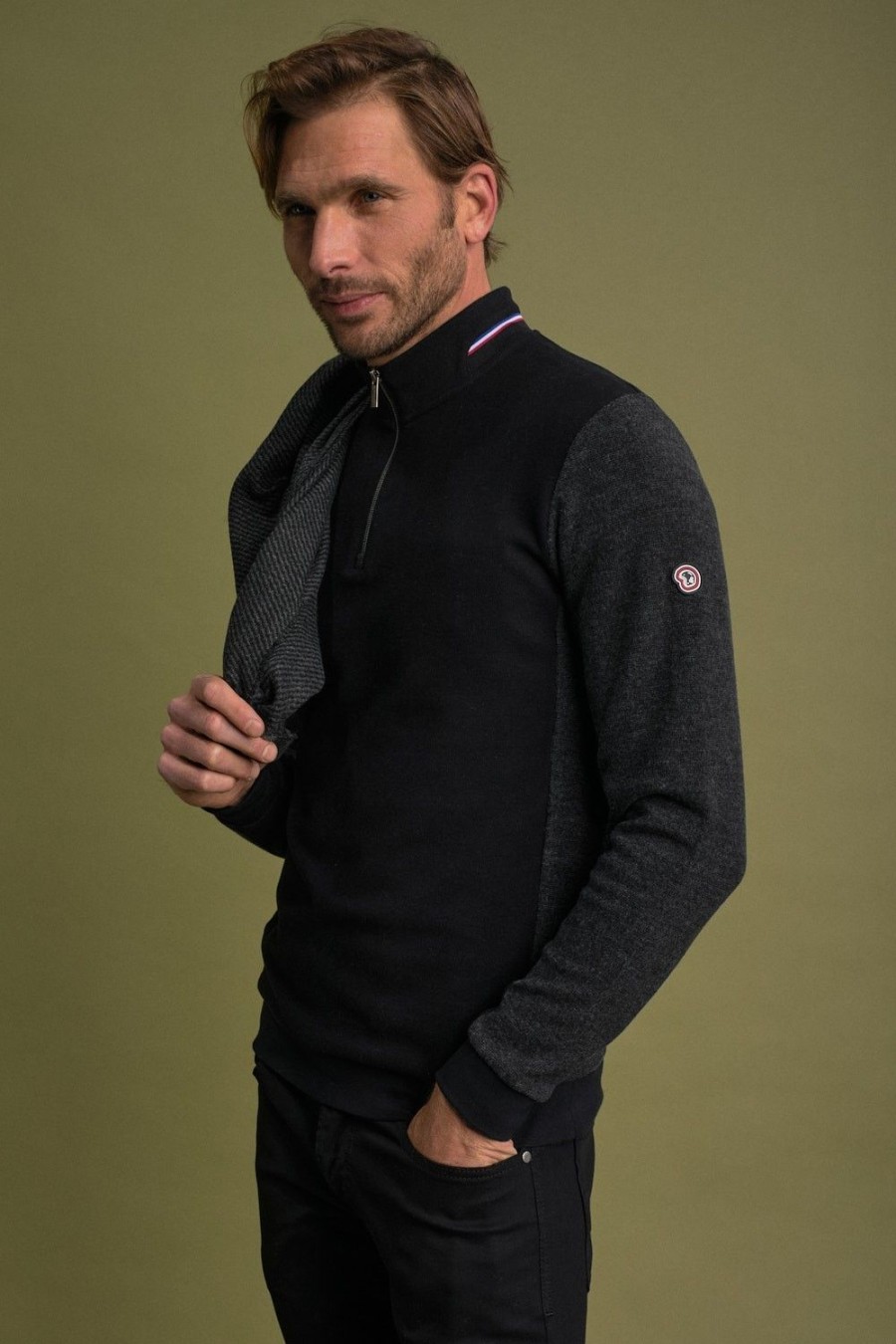 Homme Benson & Cherry Vestes Et Sweaterie Pour Homme | Sweat Col Montant Manis Anthra