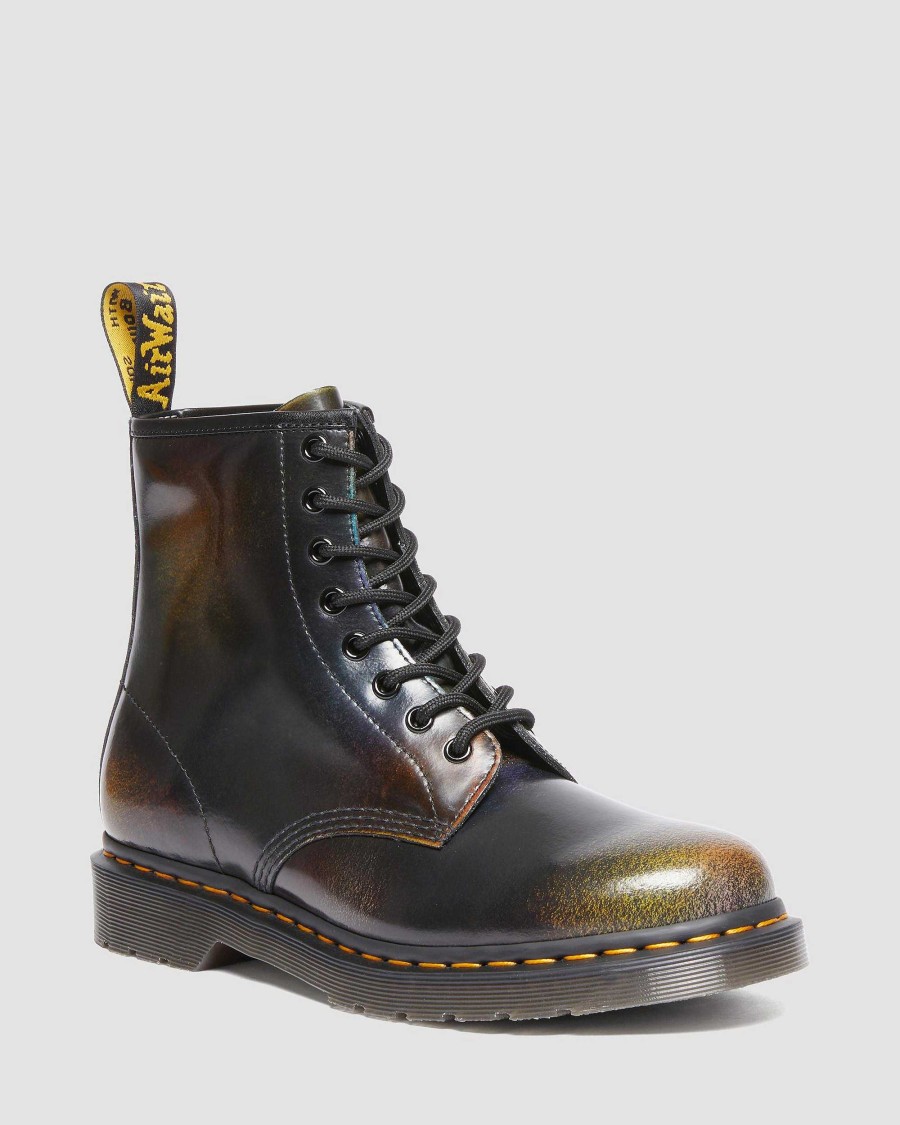 Messieurs Dr. Martens Tenias | Bottes A Lacets En Cuir 1460 For Pride Marron + Multi — Rainbow Rub Off