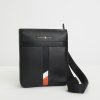 Homme Benson & Cherry Bagagerie Pour Homme | Sacoche Enveloppe En Cuir Avec Bande Tricolore Naccadia Noir