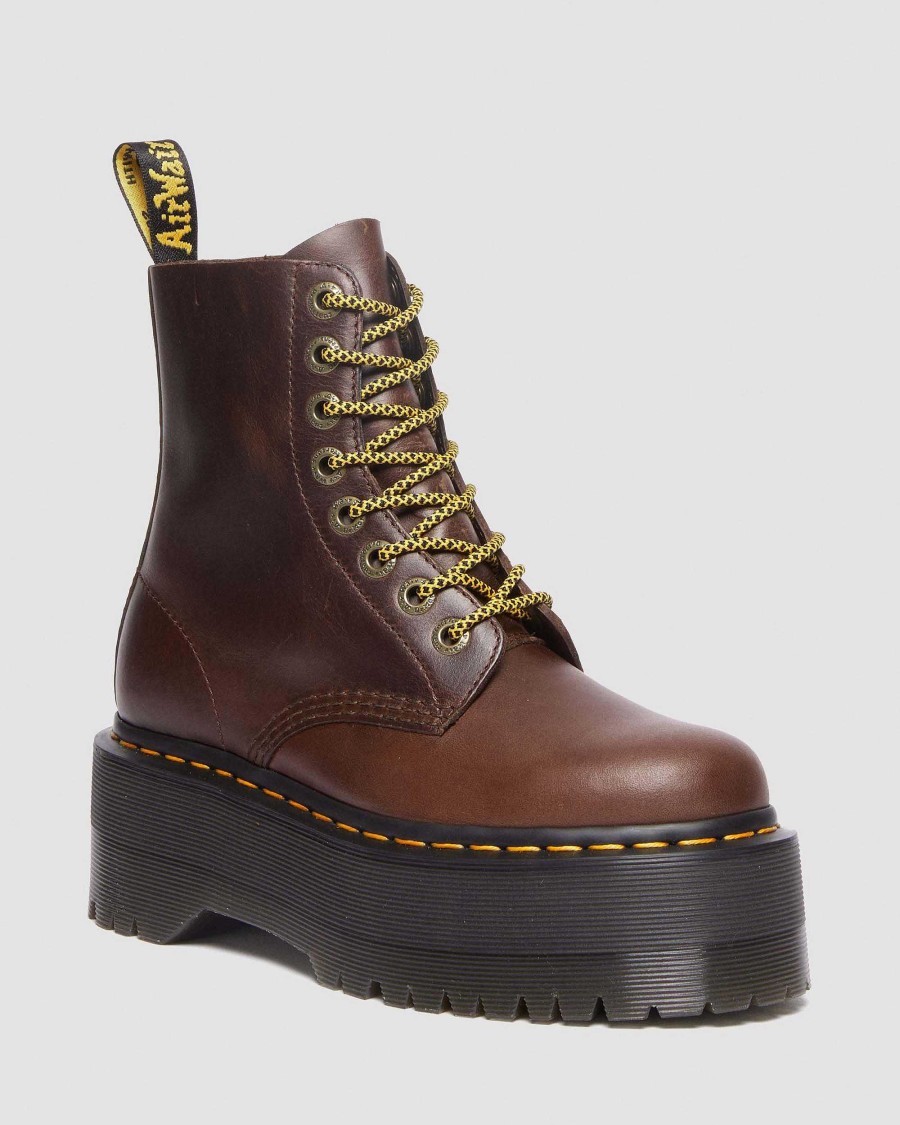 Dames Dr. Martens Tenias | 1460 Pascal Max Cuir - Bottines A Plateforme Marron Fonce