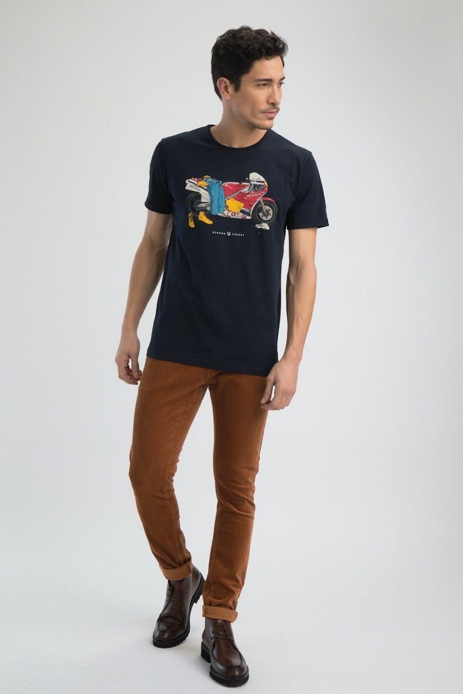 Homme Benson & Cherry T-Shirts Pour Homme | T-Shirt Coton Hommage A Coluche Taiga Marine