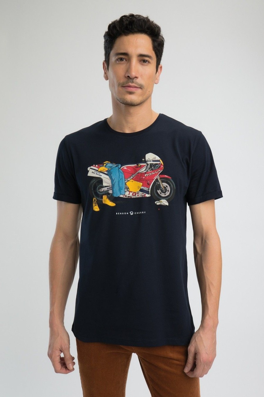 Homme Benson & Cherry T-Shirts Pour Homme | T-Shirt Coton Hommage A Coluche Taiga Marine