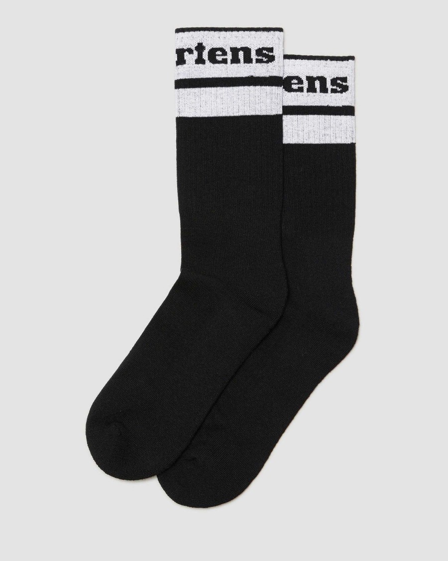 Accessoires Dr. Martens Toutes Les Chaussettes | Chaussettes En Melange De Coton Biologique Avec Logo Athletique Noir + Blanc — Melange De Coton