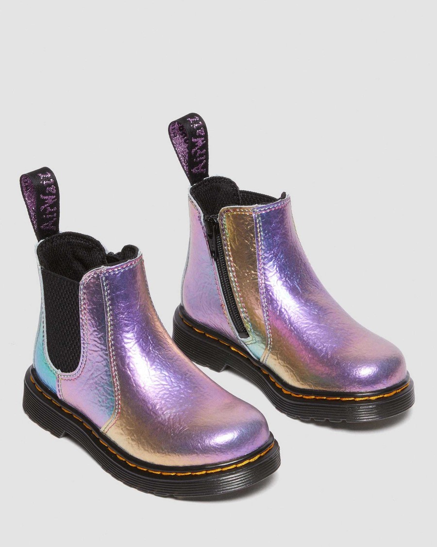 Enfants Dr. Martens Maihars Pour Enfants | Bottines Chelsea En Cuir Froisse Arc-En-Ciel 2976 Pour Tout-Petit Multi — Froisse Arc-En-Ciel