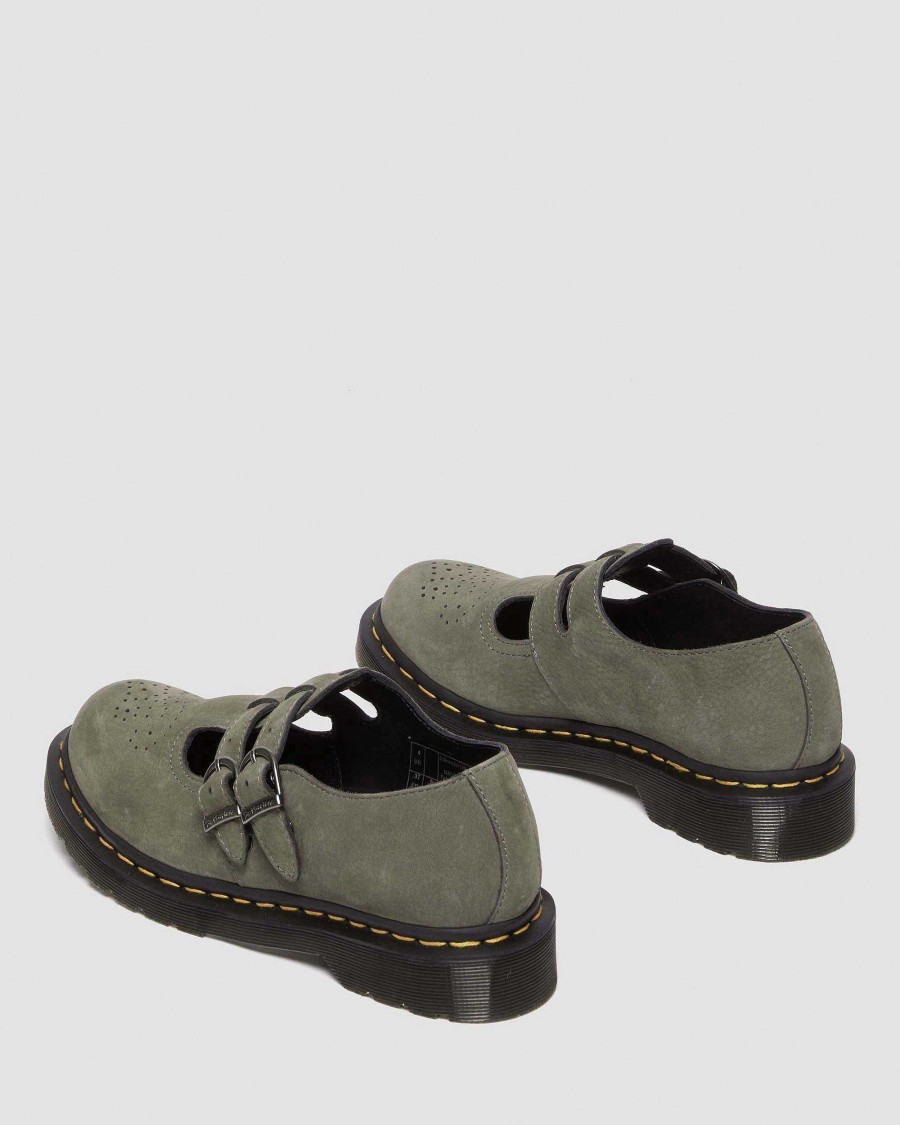 Dames Dr. Martens Marie-Jeanne | 8065 Chaussures Mary Jane En Cuir Gris Nickel — Nubuck Fraise Wp