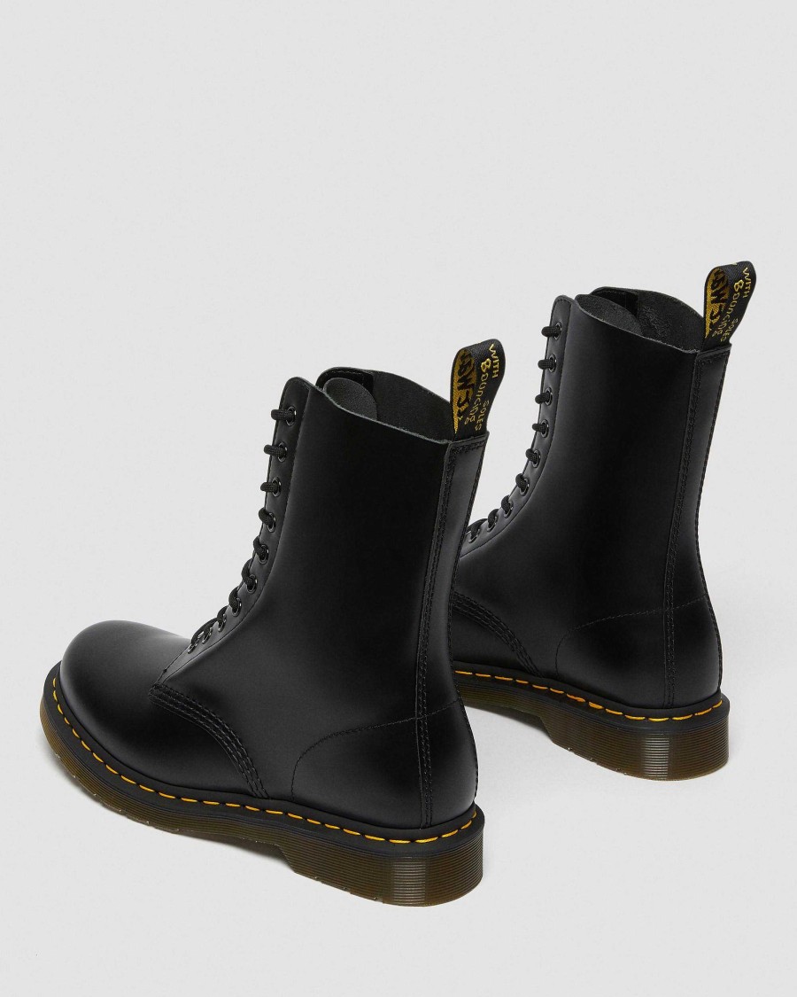 Messieurs Dr. Martens Tenias | Bottines Hautes A Lacets En Cuir Lisse 1490 Noir — Lisse