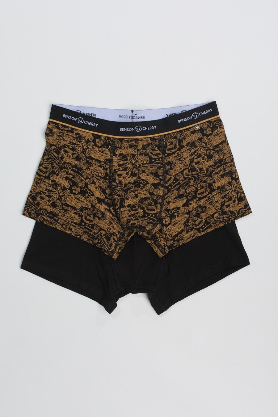 Homme Benson & Cherry Sous-Vetement | Lot De 2 Boxers En Coton Extensible Won Noir Jaune