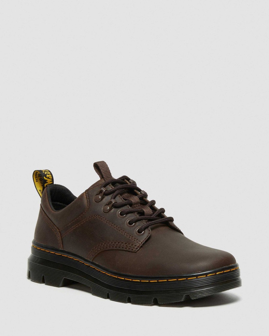 Messieurs Dr. Martens Chaussures Decontractees | Chaussures Utilitaires En Cuir Reeder Crazy Horse Marron Fonce — Crazy Horse+Pu