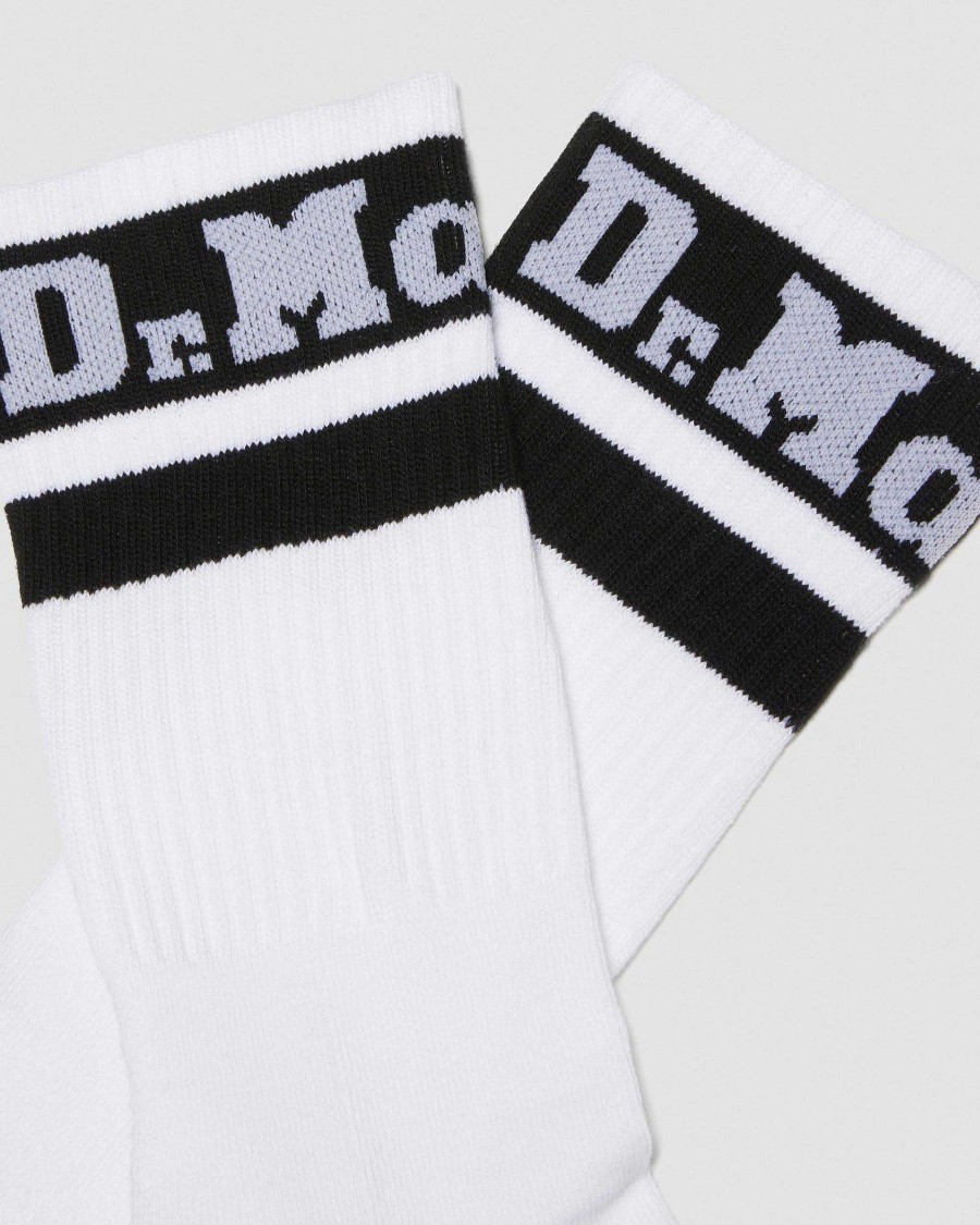 Accessoires Dr. Martens Toutes Les Chaussettes | Chaussettes En Melange De Coton Biologique Avec Logo Athletique Blanc+Noir — Melange De Coton