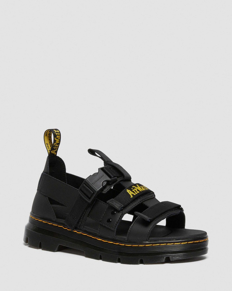 Messieurs Dr. Martens Sandales Noires | Sandales A Sangles Pearson Noir — Element+Sangle