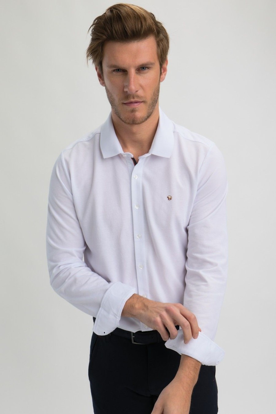 Homme Benson & Cherry Chemises Pour Homme | Chemise He En Pique Oxford Lasoline Blanc