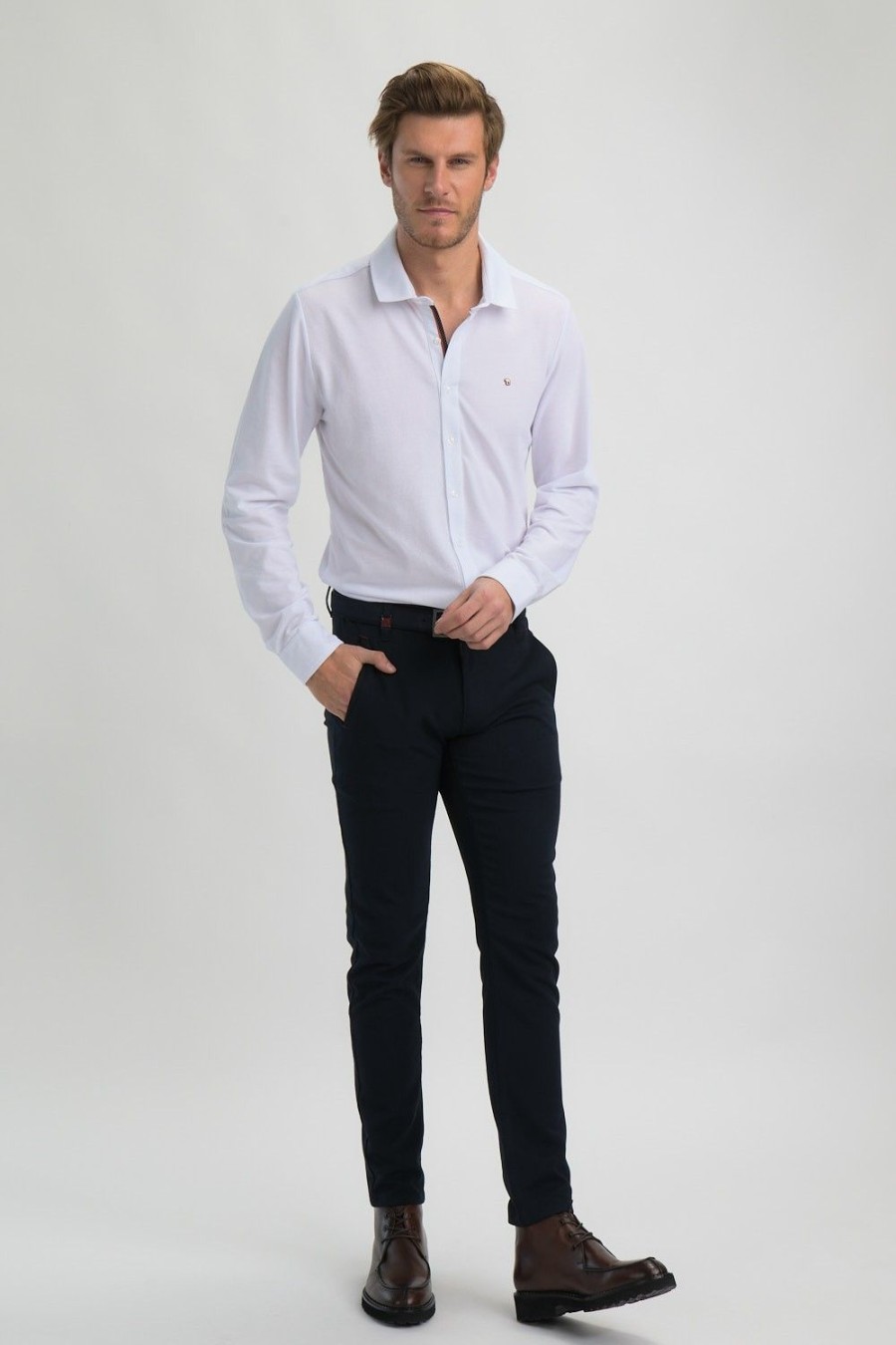 Homme Benson & Cherry Chemises Pour Homme | Chemise He En Pique Oxford Lasoline Blanc