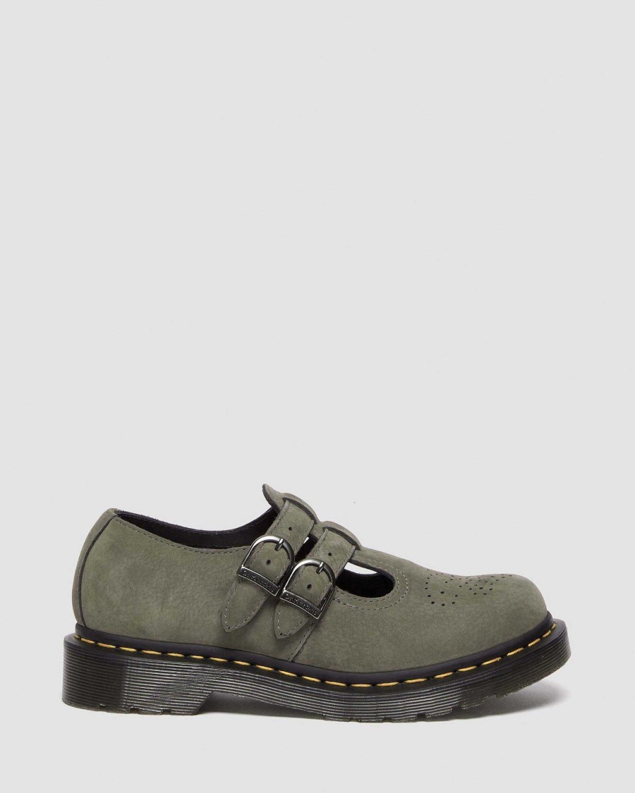 Dames Dr. Martens Marie-Jeanne | 8065 Chaussures Mary Jane En Cuir Gris Nickel — Nubuck Fraise Wp