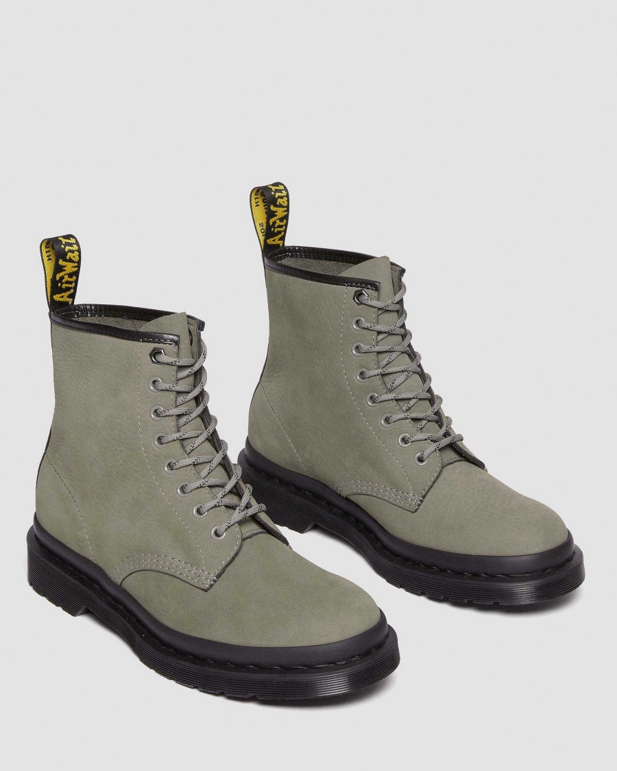 Messieurs Dr. Martens Tenias | Bottines A Lacets En Cuir Nubuck Fraise 1460 Gris Nickel — Nubuck Fraise Wp