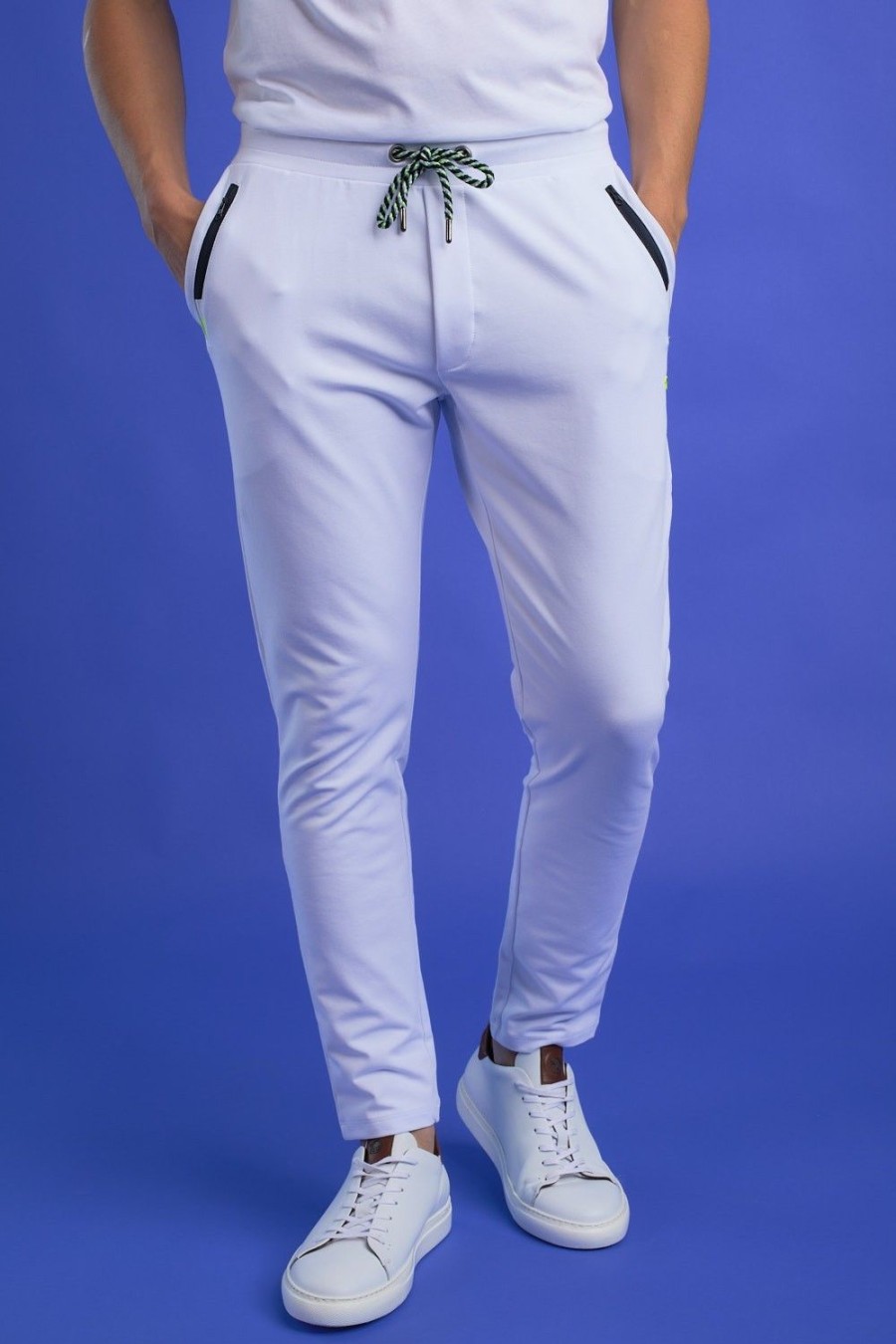 Homme Benson & Cherry Les Bas | Jogger Pant A Poche Tricolore Zippee Jola Blanc